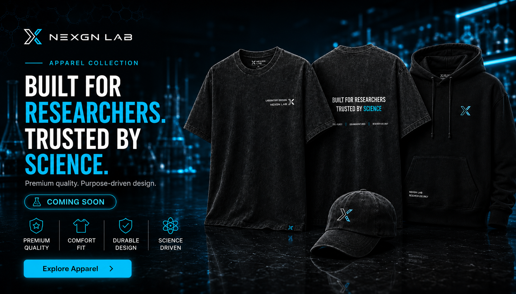 NexGN Lab Apparel Collection — Built for researchers, trusted by science. Coming soon.